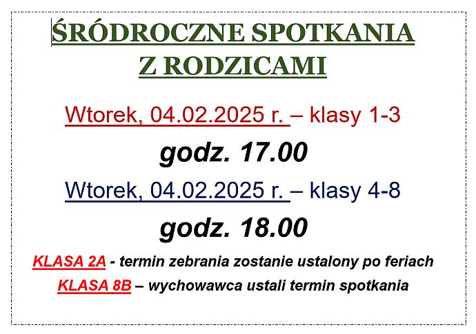 ŚRÓDROCZNE SPOTKANIA Z RODZICAMI 2025