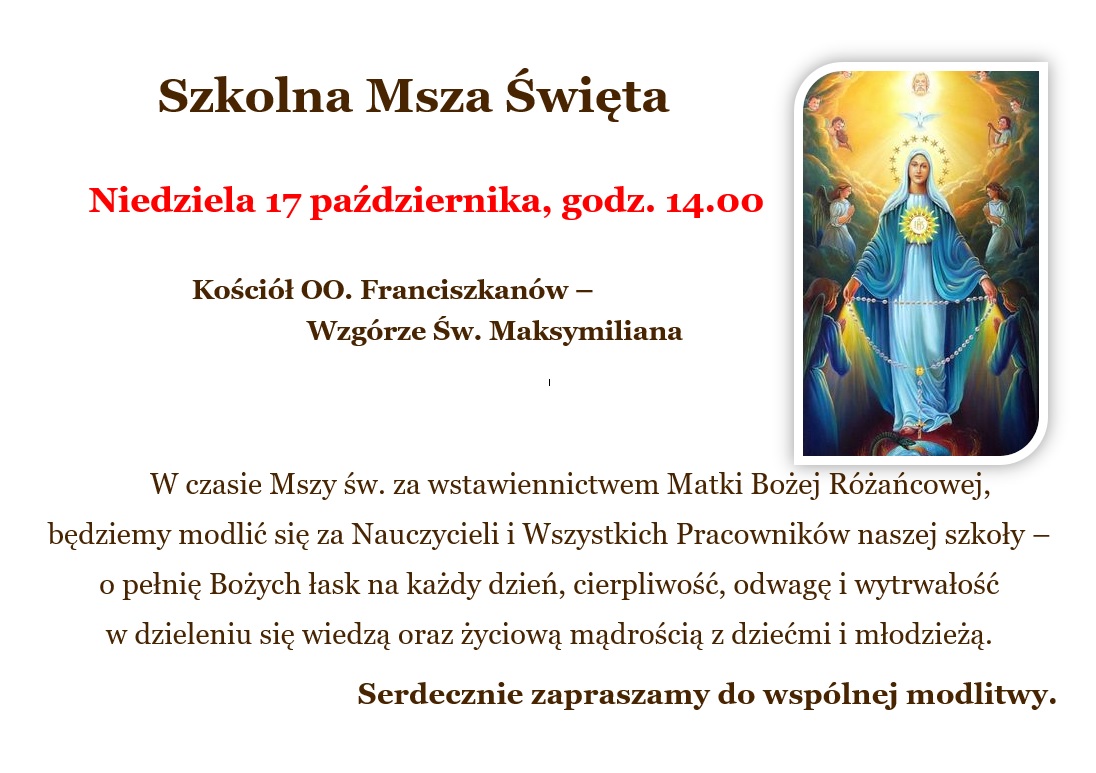 SZKOLNA MSZA ŚWIĘTA 17.10.2021 r.